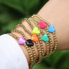 Vintage Heart Shaped Copper Gold Plated Beaded Bracelet For Women Simple Electroplated Jewelry