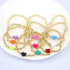 Vintage Heart Shaped Copper Gold Plated Beaded Bracelet For Women Simple Electroplated Jewelry