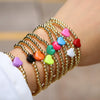 Vintage Heart Shaped Copper Gold Plated Beaded Bracelet For Women Simple Electroplated Jewelry
