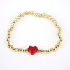 Vintage Heart Shaped Copper Gold Plated Beaded Bracelet For Women Simple Electroplated Jewelry