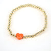 Vintage Heart Shaped Copper Gold Plated Beaded Bracelet For Women Simple Electroplated Jewelry