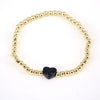 Vintage Heart Shaped Copper Gold Plated Beaded Bracelet For Women Simple Electroplated Jewelry