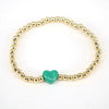 Vintage Heart Shaped Copper Gold Plated Beaded Bracelet For Women Simple Electroplated Jewelry