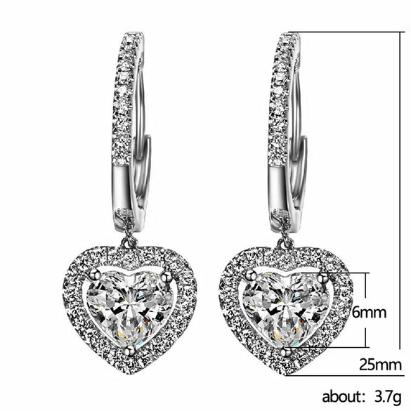 Vintage Heart-shaped Simple Inlaid Zircon Copper Earrings Wholesale