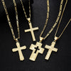 Vintage Hip Hop Style Geometric Cross Pendant Necklace Copper Electroplating Box Chain
