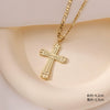 Vintage Hip Hop Style Geometric Cross Pendant Necklace Copper Electroplating Box Chain