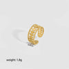 Vintage Hollow Leaves Titanium Steel Women's All Match Ring With Pvd Furnace Real Gold Plating