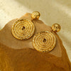Vintage Hollow Spiral Disc Stainless Steel Earrings With Electroplating