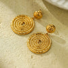 Vintage Hollow Spiral Disc Stainless Steel Earrings With Electroplating