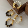 Vintage Imitation Pearl Earrings With U Shape And Geometric Pattern Electroplated Light Luxury For Women