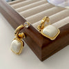 Vintage Imitation Pearl Earrings With U Shape And Geometric Pattern Electroplated Light Luxury For Women