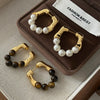Vintage Imitation Pearl Earrings With U Shape And Geometric Pattern Electroplated Light Luxury For Women