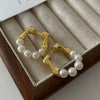 Vintage Imitation Pearl Earrings With U Shape And Geometric Pattern Electroplated Light Luxury For Women