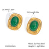 Vintage Inlaid Natural Stone Titanium Steel Earrings For Women With Pvd Furnace Vacuum Real Gold Plating And Geometric Shape