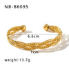 Vintage Ins Style Open Braided Adjustable Titanium Steel Bracelet 18K Gold Plated For Women