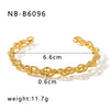 Vintage Ins Style Open Braided Adjustable Titanium Steel Bracelet 18K Gold Plated For Women