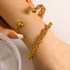 Vintage Ins Style Open Braided Adjustable Titanium Steel Bracelet 18K Gold Plated For Women