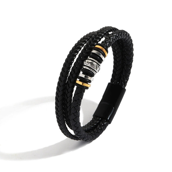 Vintage Leather Bracelet Geometric Style Electroplating Unisex