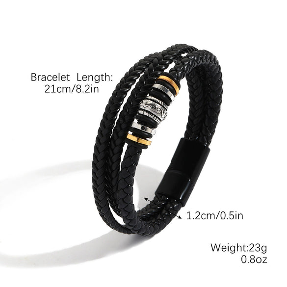Vintage Leather Bracelet Geometric Style Electroplating Unisex
