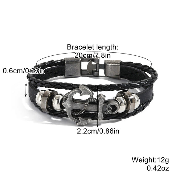 Vintage Leather Bracelet Geometric Style Electroplating Unisex