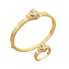 Vintage Leopard Head Bracelet For Women In Gold Plated Environmental Protection Copper With Inlaid Diamond Style Details
