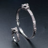 Vintage Leopard Head Bracelet For Women In Gold Plated Environmental Protection Copper With Inlaid Diamond Style Details