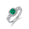 Vintage Light Luxury Cultivation Emerald Ring 925 Silver Inlay Geometric Style Set With Diamonds For Women