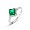 Vintage Light Luxury Cultivation Emerald Ring 925 Silver Inlay Geometric Style Set With Diamonds For Women