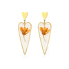 Vintage Love Water Drop Geometric Dried Flower Oil Drop Pendant Earrings Stainless Steel Jewelry Electroplated