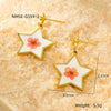 Vintage Love Water Drop Geometric Dried Flower Oil Drop Pendant Earrings Stainless Steel Jewelry Electroplated