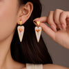 Vintage Love Water Drop Geometric Dried Flower Oil Drop Pendant Earrings Stainless Steel Jewelry Electroplated