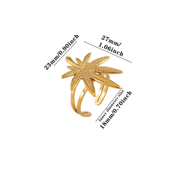 Vintage Maple Leaf Botanical Jewelry Set With Gold Plated Stainless Steel Necklace Earrings And Ring