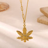 Vintage Maple Leaf Botanical Jewelry Set With Gold Plated Stainless Steel Necklace Earrings And Ring