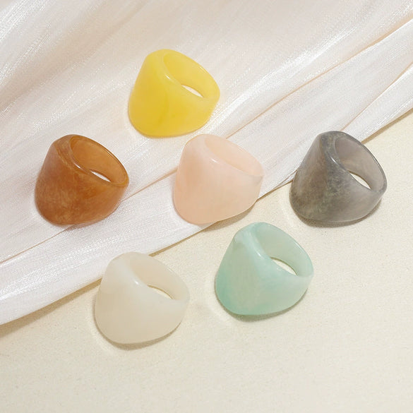 Vintage Minimalist Geometric Acrylic Resin Ring Elegant Trendy Unisex Fashion Ring