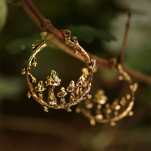 Vintage Mushroom Alloy Earrings Electroplating For Women