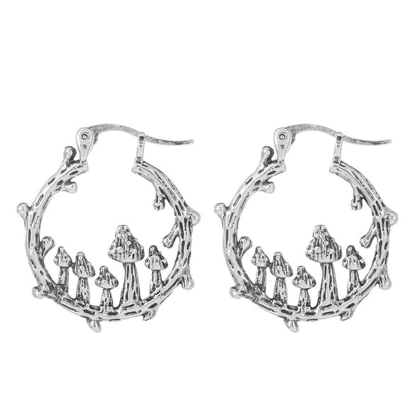 Vintage Mushroom Alloy Earrings Electroplating For Women