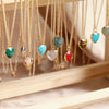Vintage Natural Stone Crystal Pendant Necklace With Geometric Pattern Copper Oshaped Chain Electroplated