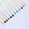 Vintage Natural Stone Crystal Pendant Necklace With Geometric Pattern Copper Oshaped Chain Electroplated
