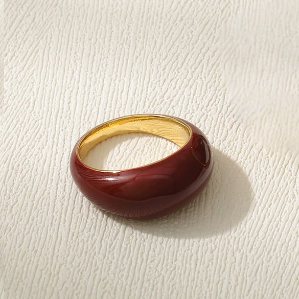 Vintage Oil Dropping Copper Geometric Fold Finger Ring Jewelry Accessories