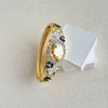 Vintage Painted Rose Oval Gemstone Bangle With Diamond Surround And Elegant Plated Floral Design Jewelry