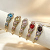 Vintage Painted Rose Oval Gemstone Bangle With Diamond Surround Floral Design And Elegant Plated Finish