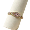 Vintage Painted Rose Oval Gemstone Bangle With Diamond Surround Floral Design And Elegant Plated Finish