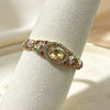 Vintage Painted Rose Oval Gemstone Bangle With Diamond Surround Floral Design And Elegant Plated Finish