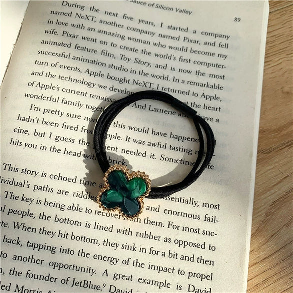 Vintage Pearl Handmade Hair Rings For Women With Fourleaf Clover Design And High Elasticity