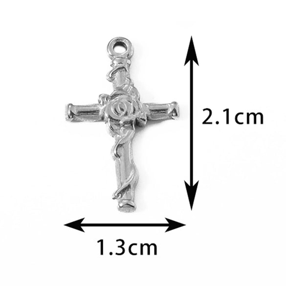 Vintage Personality Cross Pendant Stainless Steel Oil Pressure Rose Embossed Electroplated Accessories