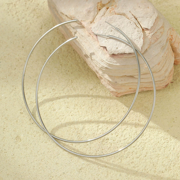 Vintage Plain Hoop Women's Stainless Steel Electroplated Earrings
