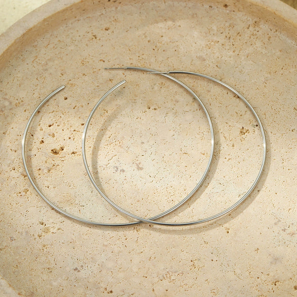 Vintage Plain Hoop Women's Stainless Steel Electroplated Earrings