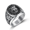 Vintage Polished Titanium Steel Lion Animal Ring Personality Style Unisex Zodiac Statement Ring