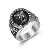 Vintage Polished Titanium Steel Lion Animal Ring Personality Style Unisex Zodiac Statement Ring