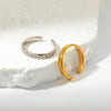 Vintage Printed Embossed Open Plain Stainless Steel Ring With Geometric Pattern And Electroplating For Men And Women